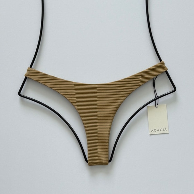 Acacia Swimwear Oslo Dual Ribbed Bikini Bottom - Palm Brown - Xs - Nwt